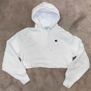Champion White Crop Hoodie Size M